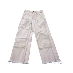 BDG Womens High Waisted Wide Leg Carpenter Jeans skater Tan Stitching 24x26.5
